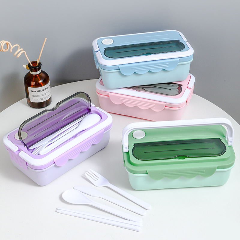 透明窓付き二段式箸付きスリム弁当箱