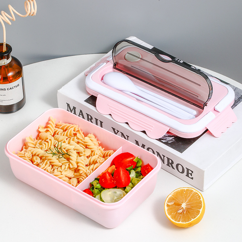 透明窓付き二段式箸付きスリム弁当箱