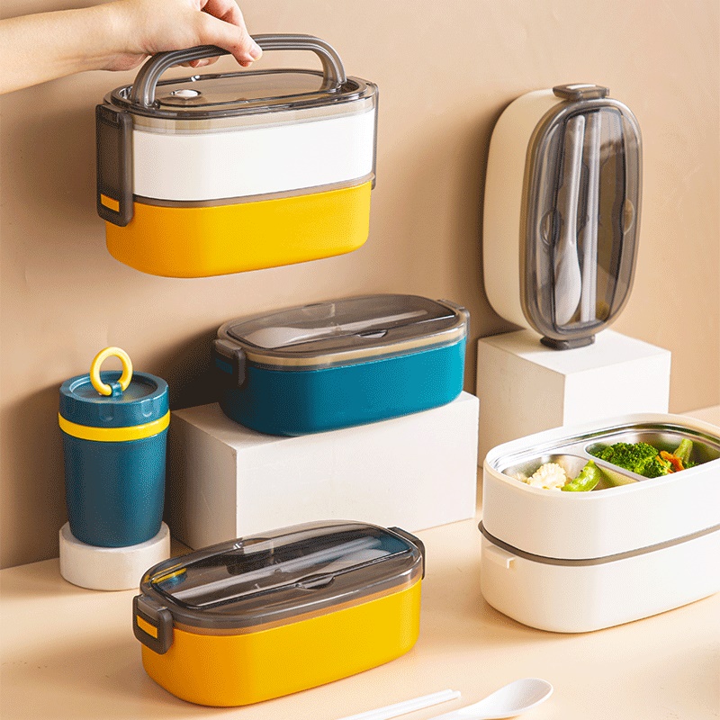 仕切り付き楕円形二段弁当箱