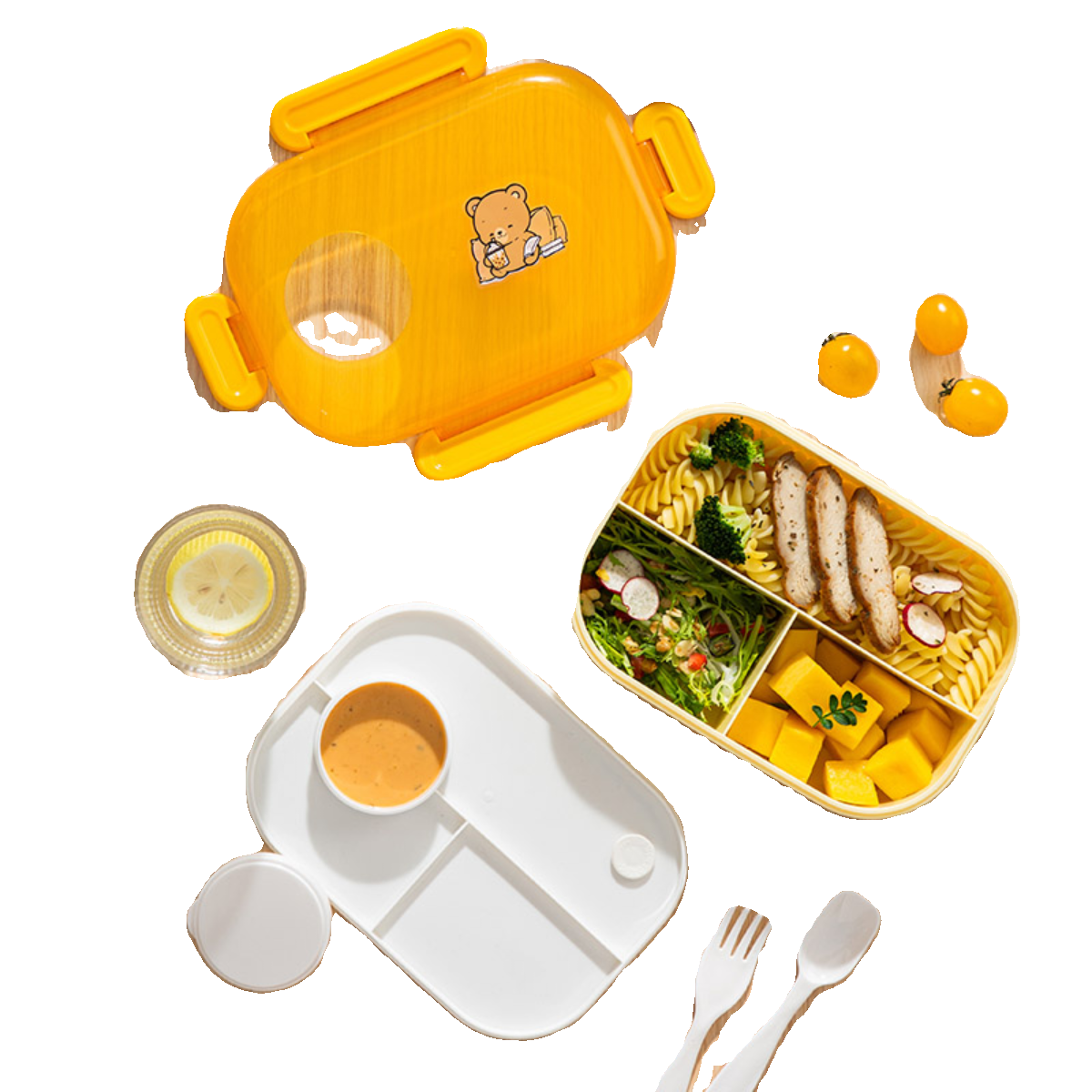 弁当箱 くま柄多段式縦型弁当箱