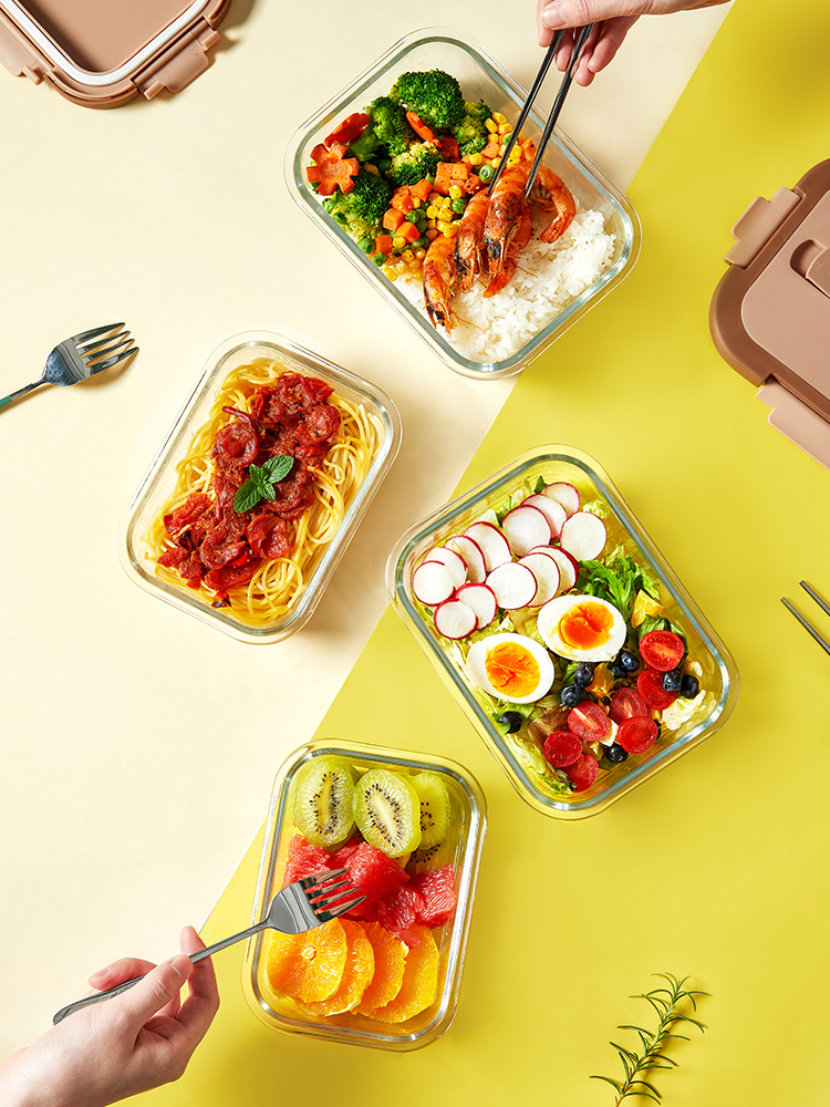 透明耐熱ガラス製密閉式レンジ対応弁当箱