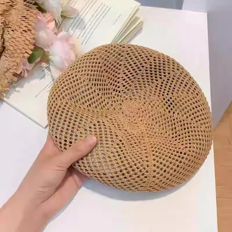ベレー帽  透かし編みベレー帽
