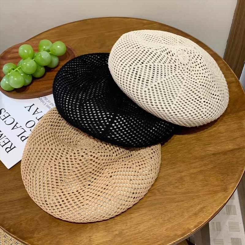 ベレー帽  透かし編みベレー帽
