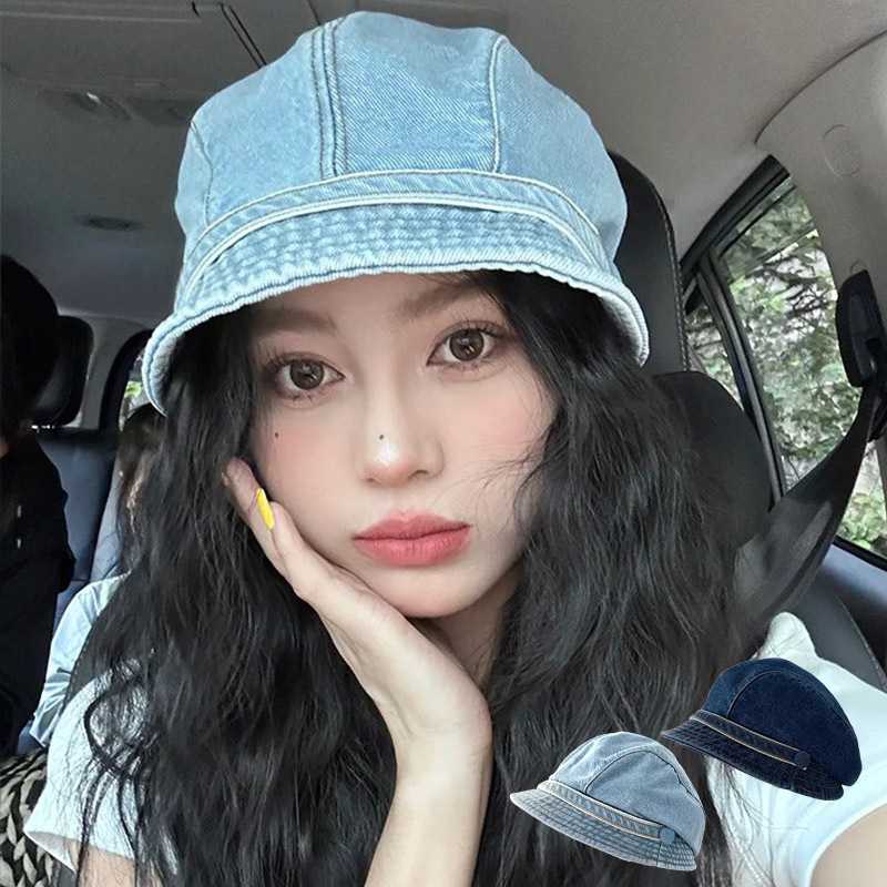 ベレー帽 風合い豊かな折り返しデニム帽子