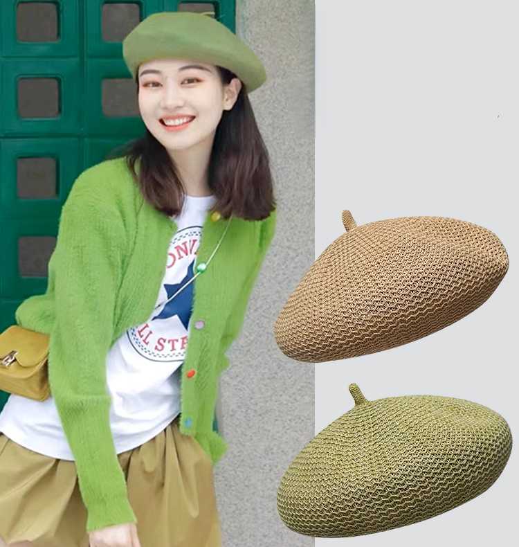 ベレー帽 透かし編みデザインベレー帽