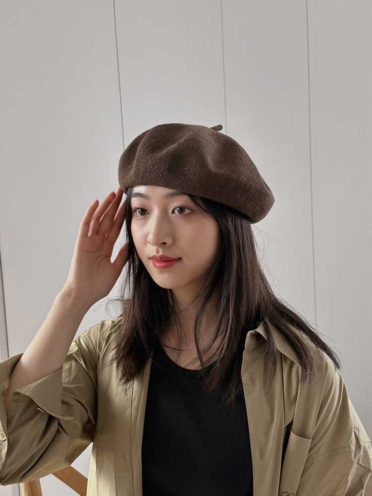 ベレー帽 亜麻素材薄手ベレー帽
