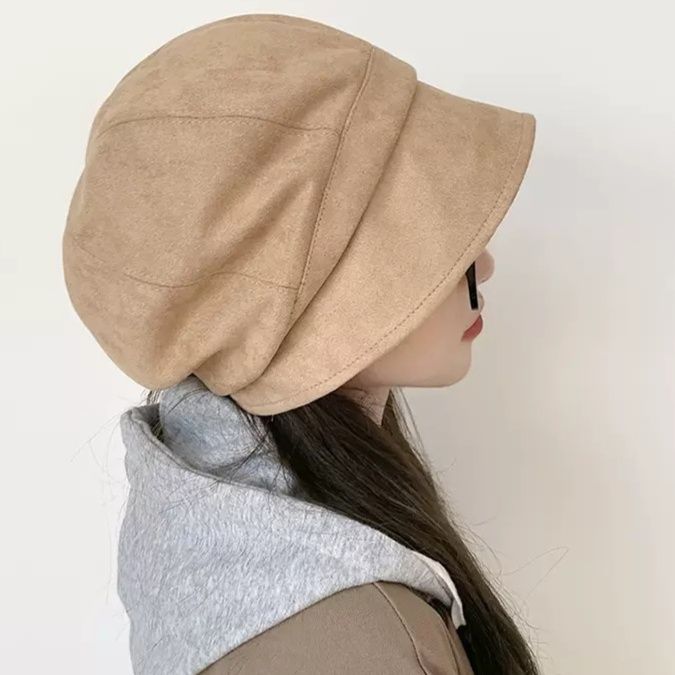 ベレー帽 上品な立体縫製ウール素材つば付きベレー帽