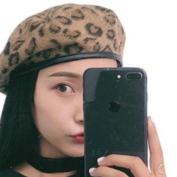 ウール風豹柄ベレー帽 レディース 秋冬帽子 ヒョウ柄