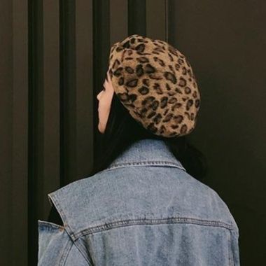 ウール風豹柄ベレー帽 レディース 秋冬帽子 ヒョウ柄