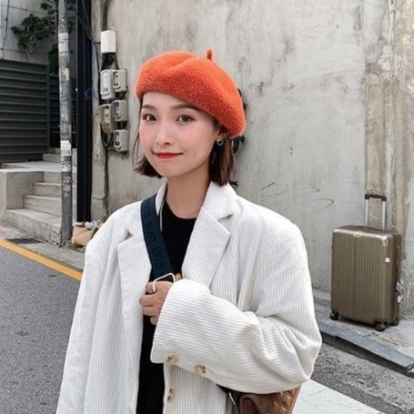 ウール風 女性用ベレー帽 モコモコ厚手 冬用画家帽