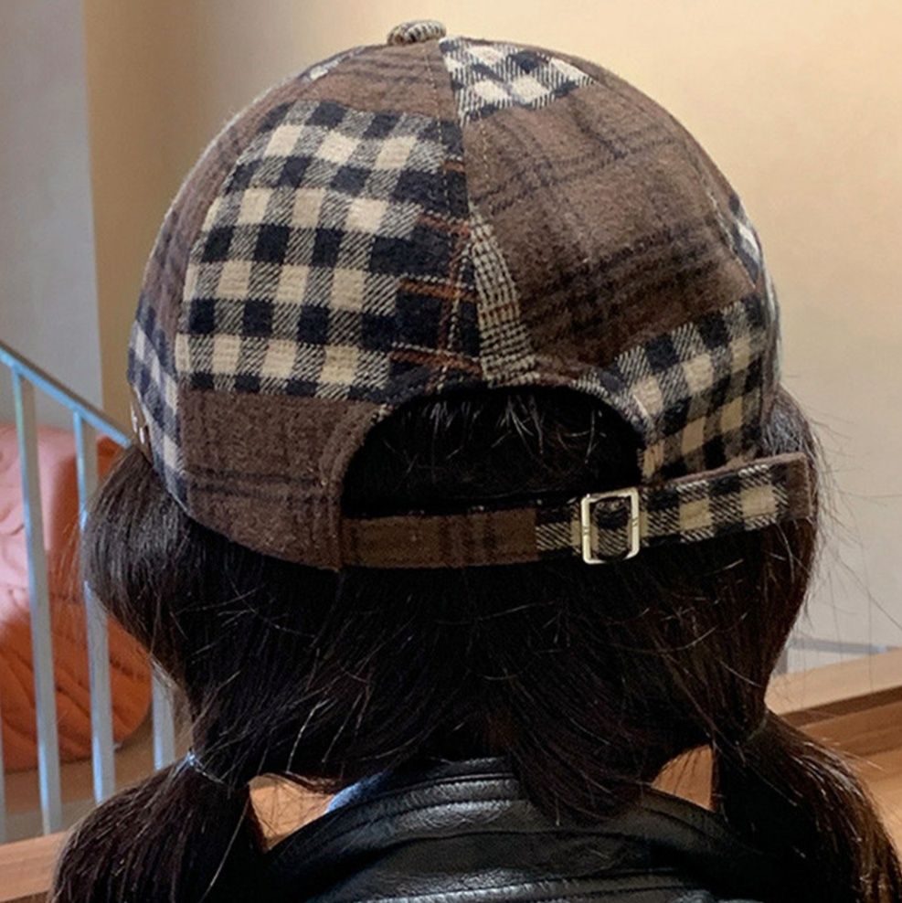 ウール調チェック柄ベレー帽 女性用 秋冬春対応