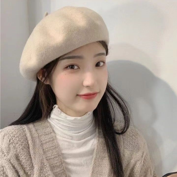 上質ウール素材のふんわりシンプルベレー帽
