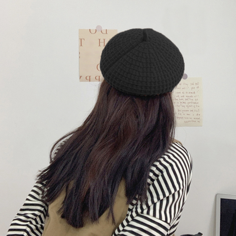 ウール風ベレー帽レディース編み込み帽子3色