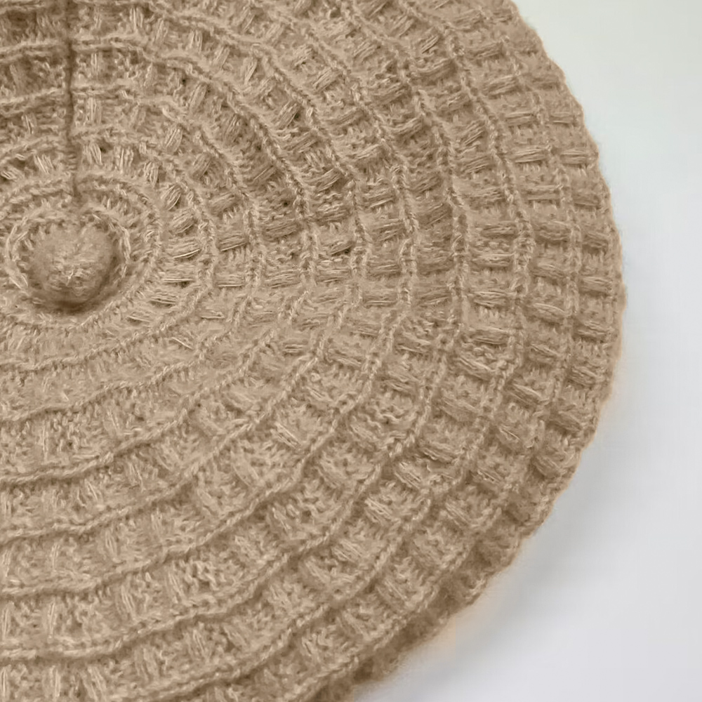 ウール風ベレー帽レディース編み込み帽子3色