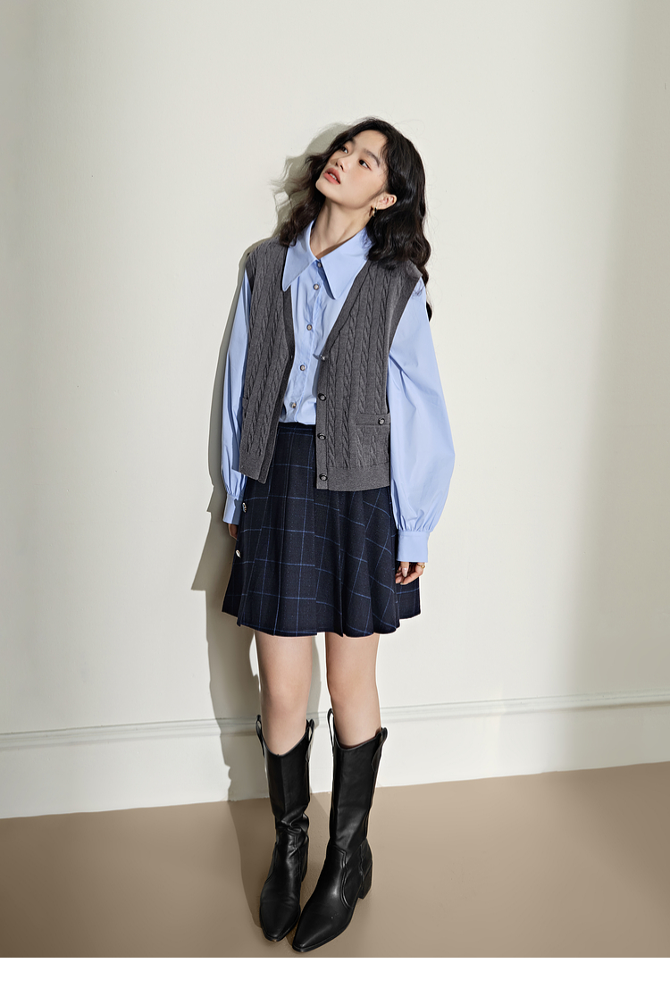 ベスト 学院風ケーブル編みベスト