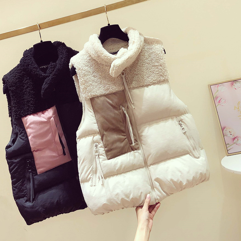 ベスト もこもこボア襟付き中綿ダウンベスト