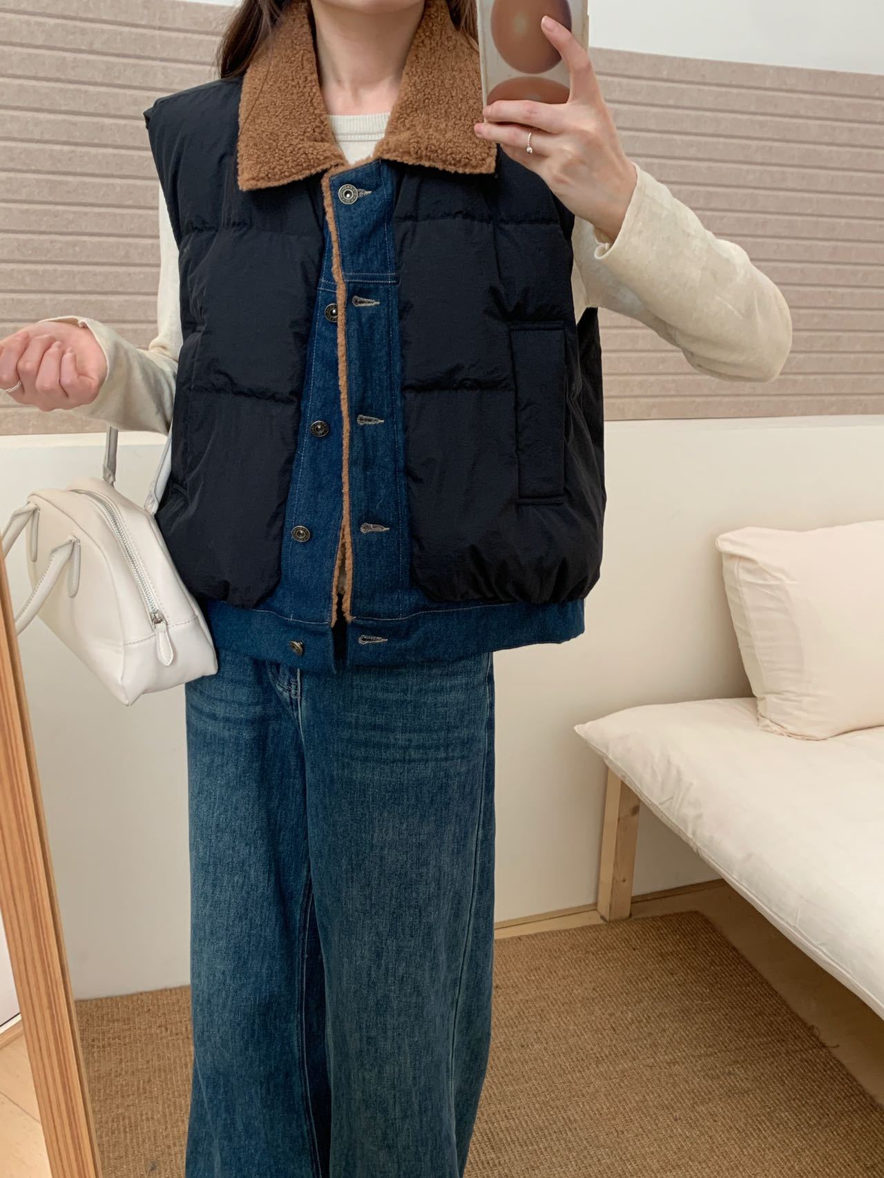 ベスト もこもこ襟のあったかキルティングベスト