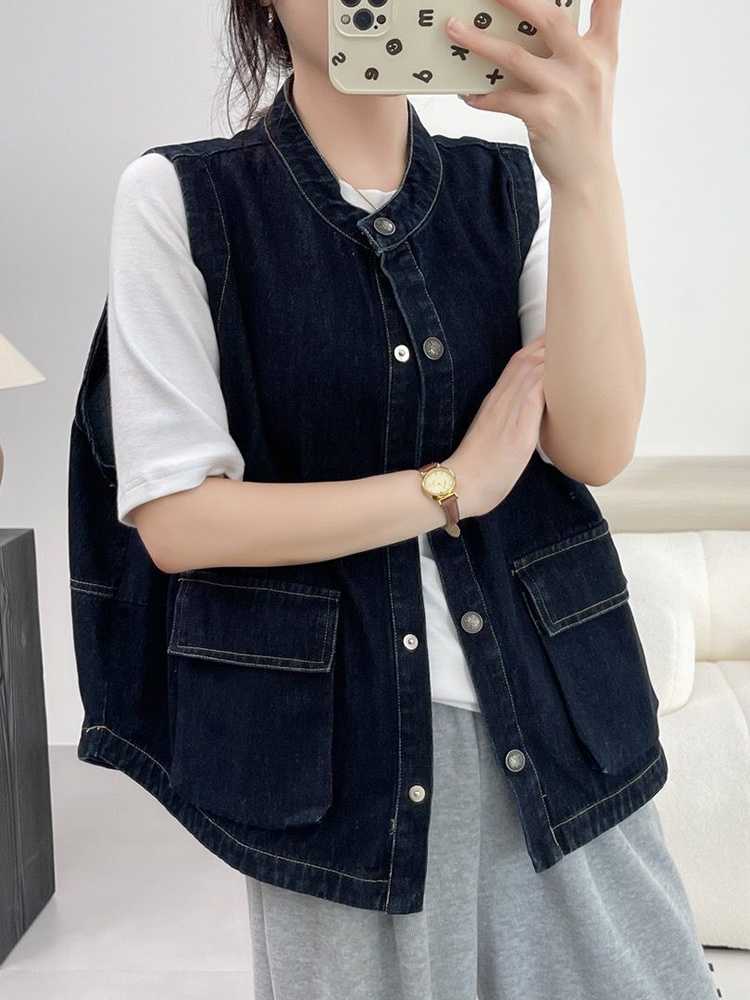 ベスト 上質デニム素材のゆったりベスト