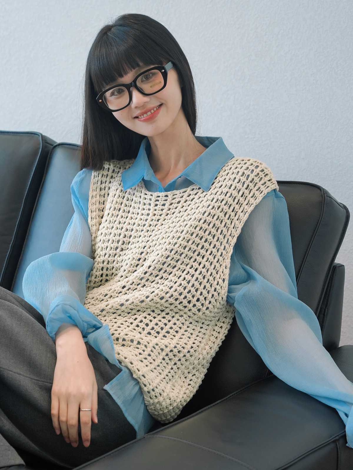ベスト 透かし編みメッシュベスト