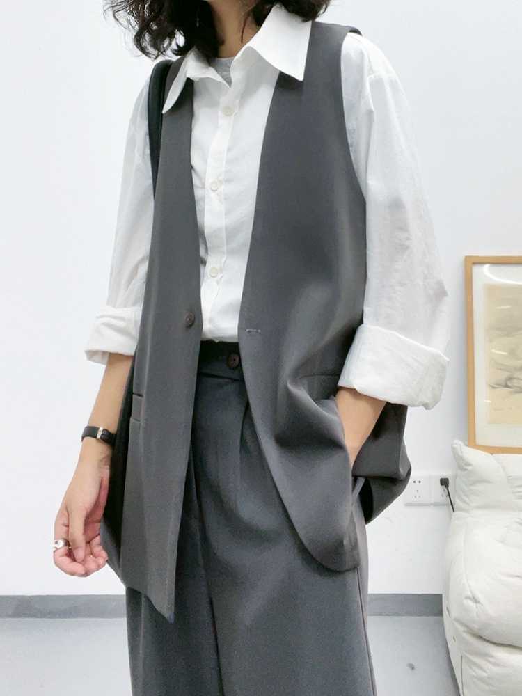 ベスト シンプル長め丈スタイリッシュジレ