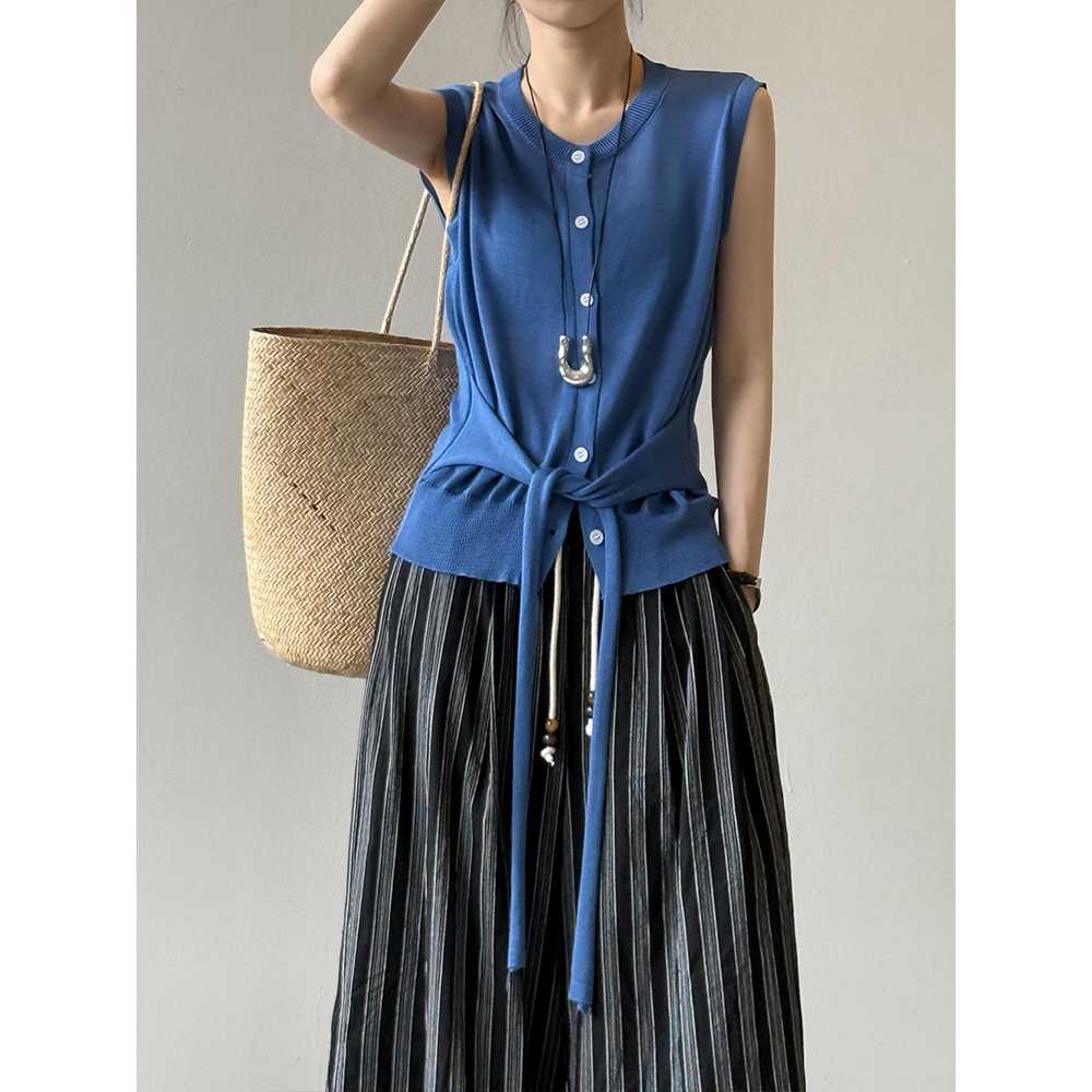 ベスト 結び目デザイン ノースリーブニットベスト