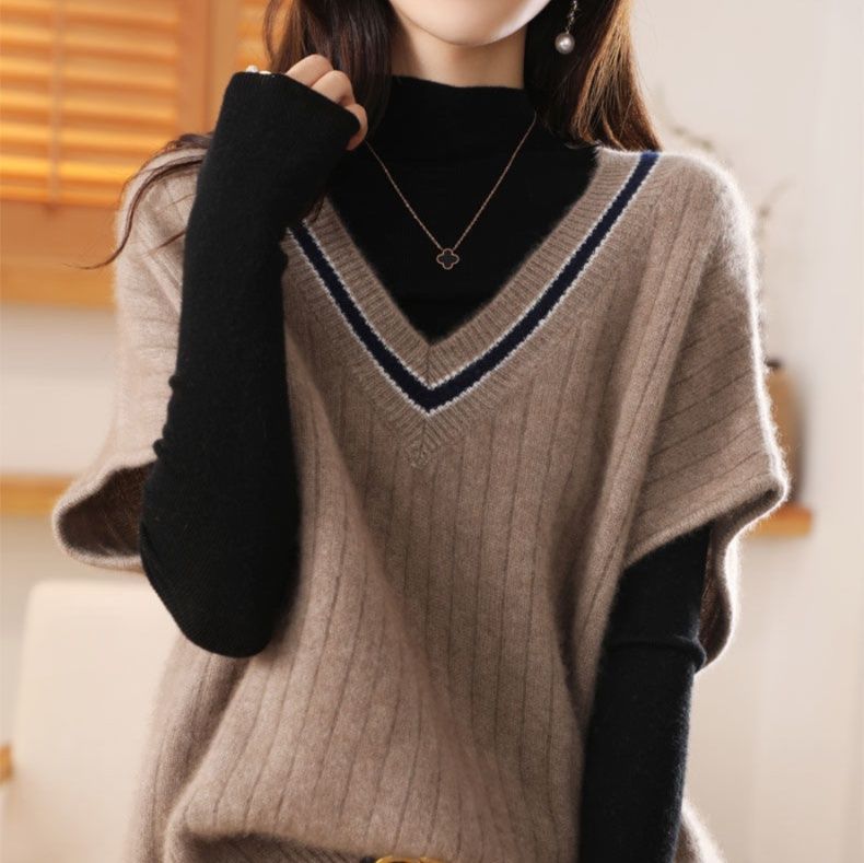 Vネックゆったりニットベスト