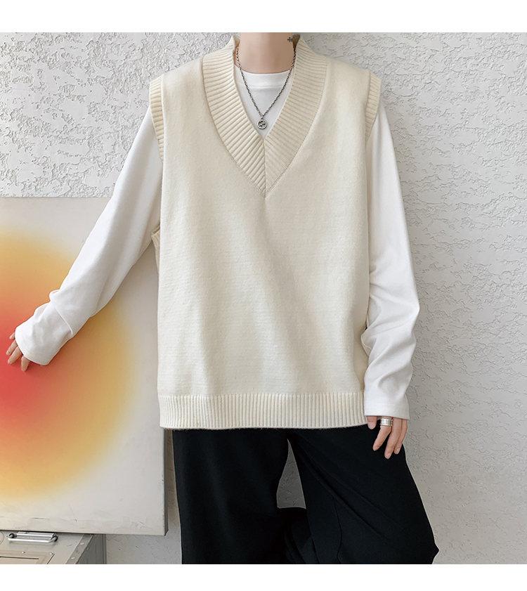 ベスト 深Ｖネック リブ編みベスト