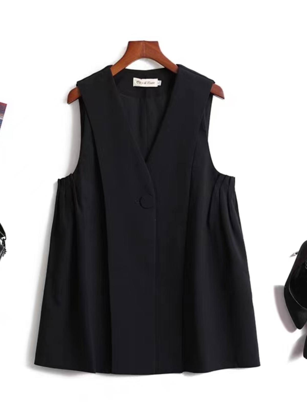 ベスト シンプル美シルエットノーカラージレ