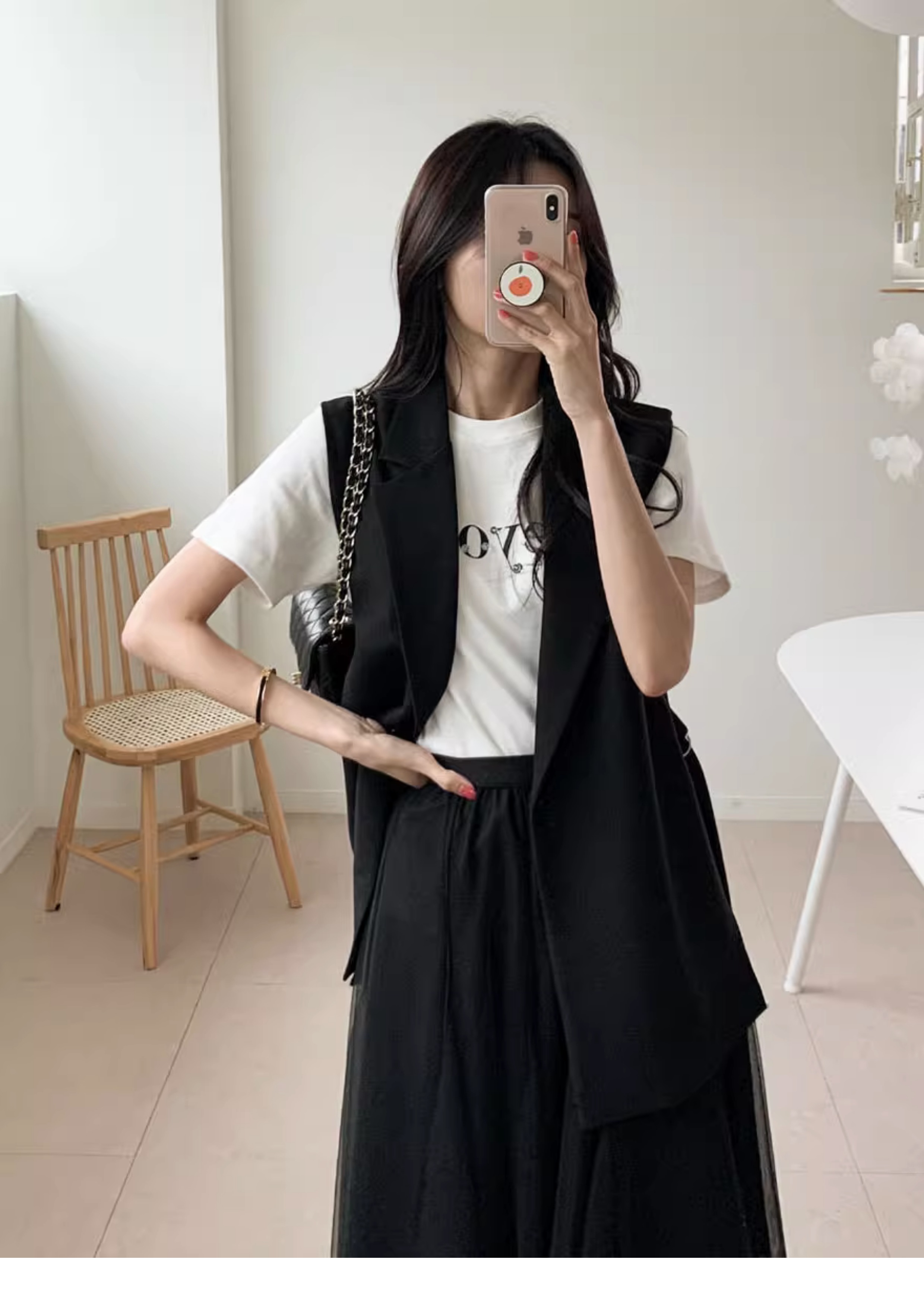 すっきりシルエット 上品ロングベスト