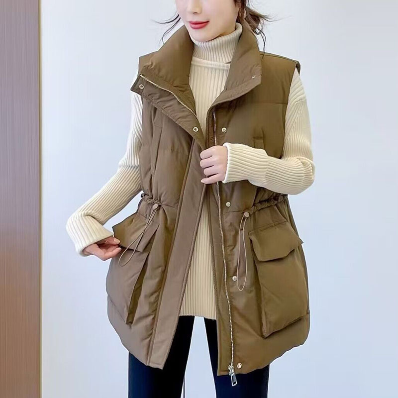 ベスト 暖かさ抜群多機能ポケット付きキルティングダウンベスト