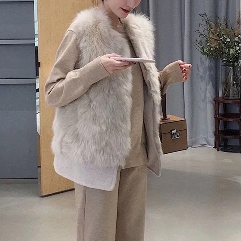 ベスト 上品な長毛ファーベスト