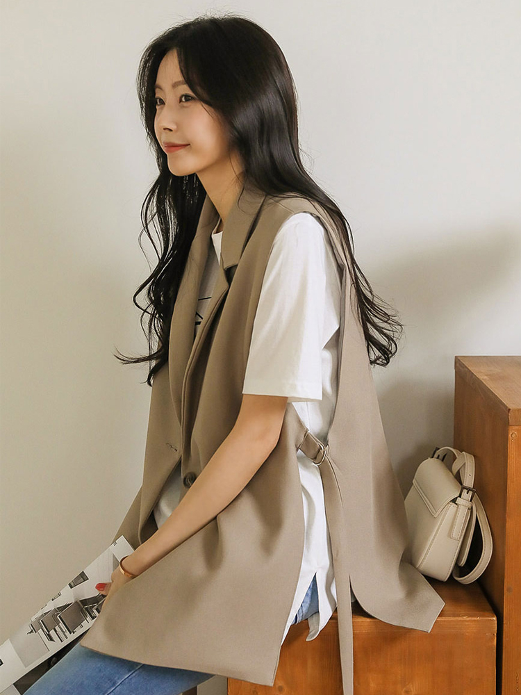 すっきりシルエット 上品ロングベスト