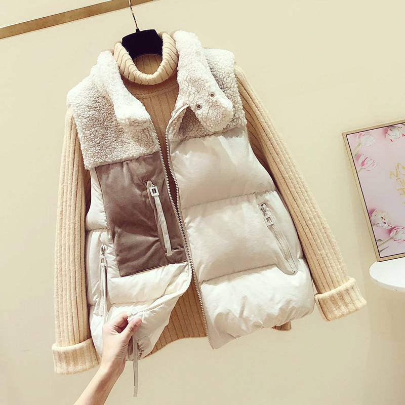 ベスト もこもこボア襟付き中綿ダウンベスト