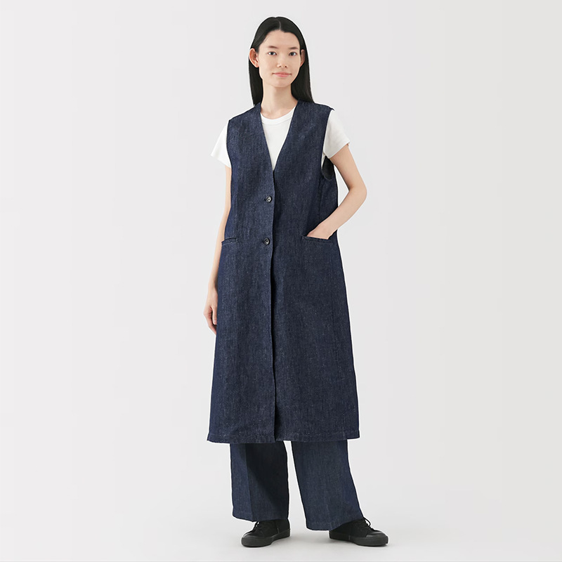 ベスト ロングシルエット重ね着ジレ