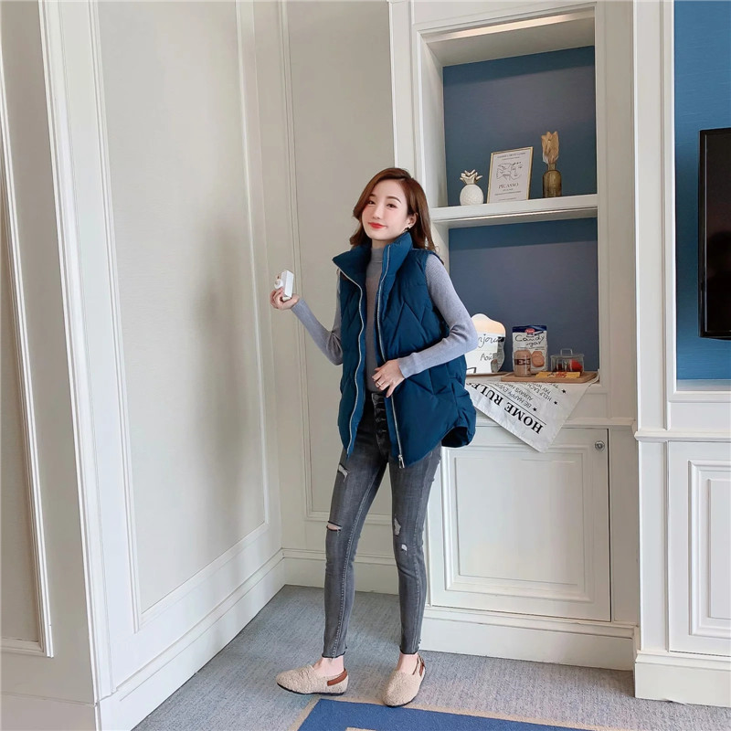 ベスト 立体キルティング中綿入りスタンドカラーベスト