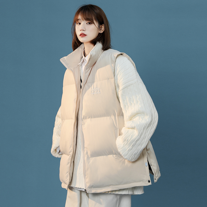 ベスト オーバーサイズ中綿入り袖なしダウンベスト