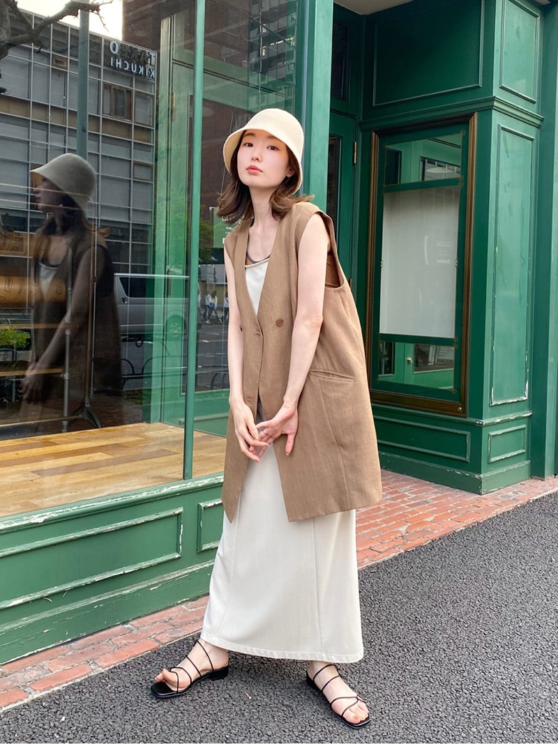 ベスト 麻混リネンオーバーサイズジレ
