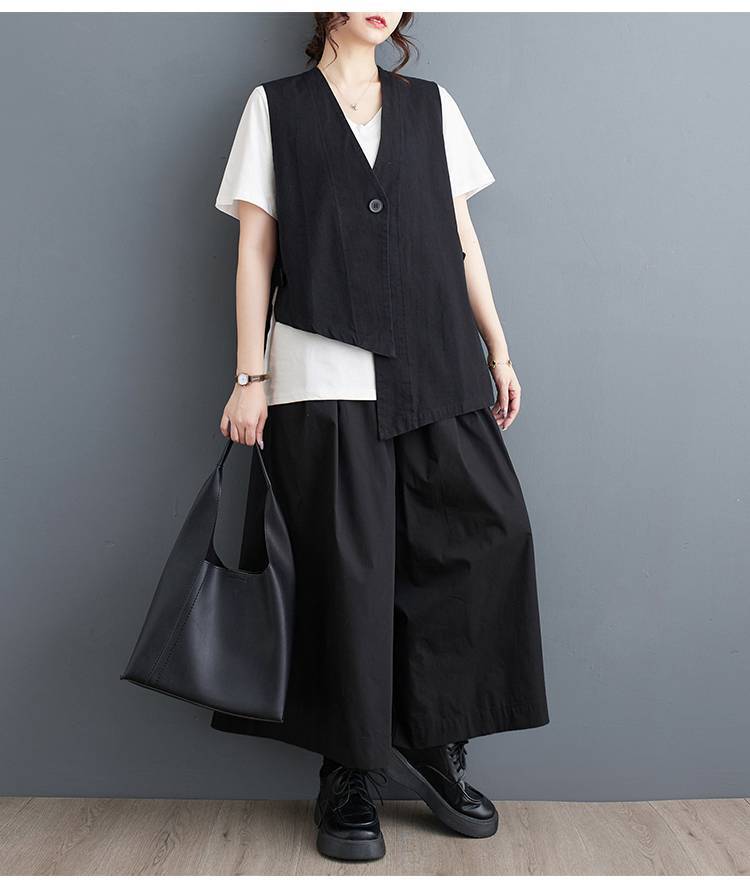 ベスト アシンメトリーデザイン一つボタンジレ