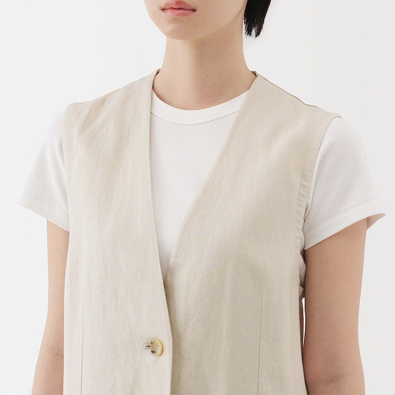 ベスト ロングシルエット重ね着ジレ