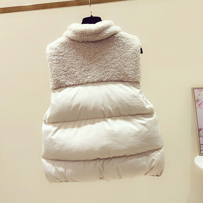 ベスト もこもこボア襟付き中綿ダウンベスト