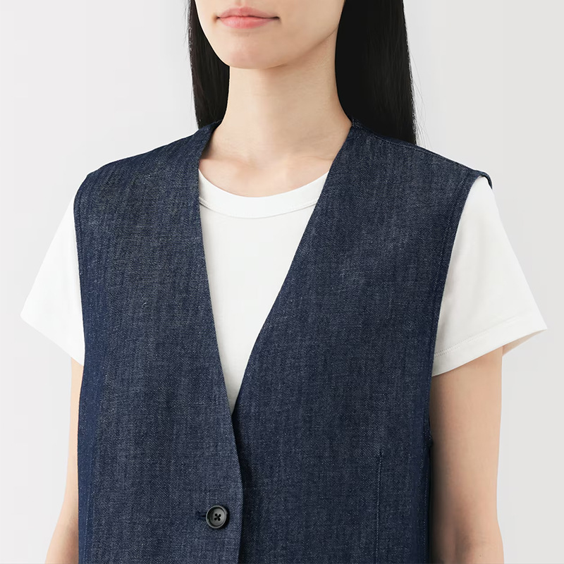 ベスト ロングシルエット重ね着ジレ
