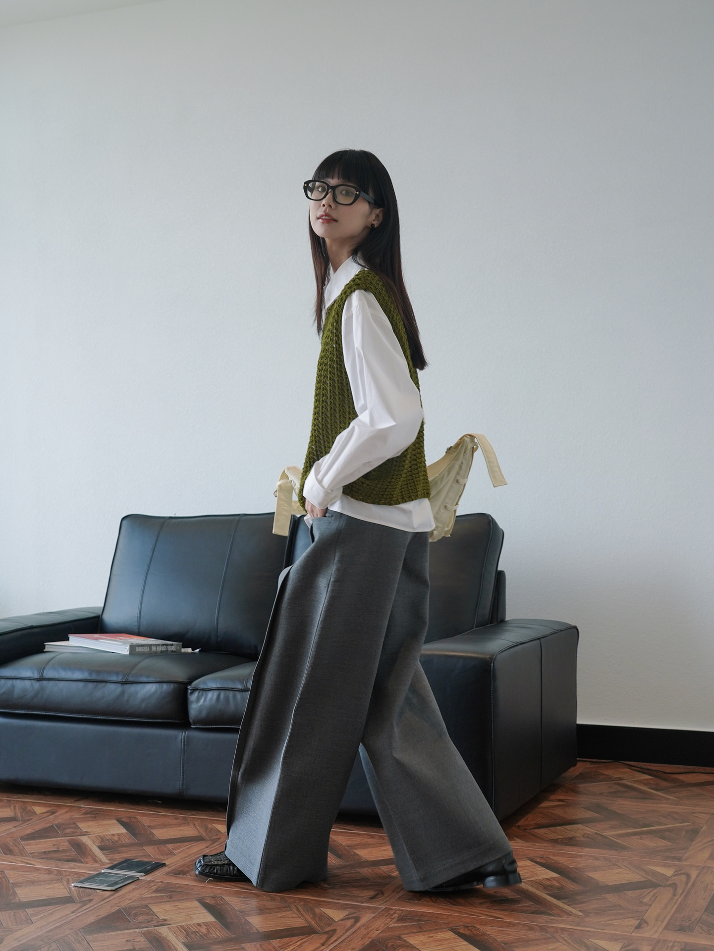 ベスト 透かし編みメッシュベスト