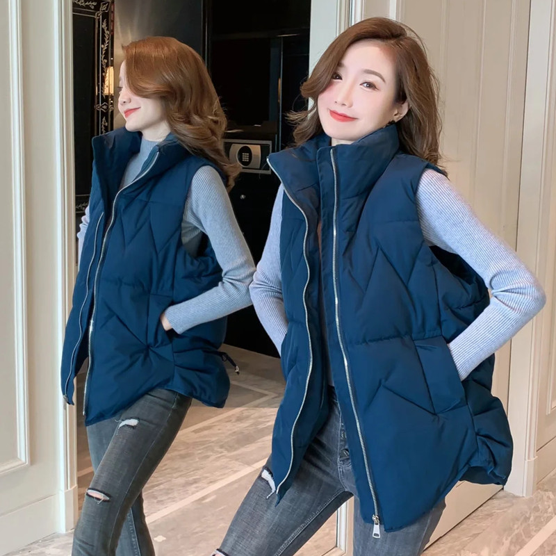 ベスト 立体キルティング中綿入りスタンドカラーベスト