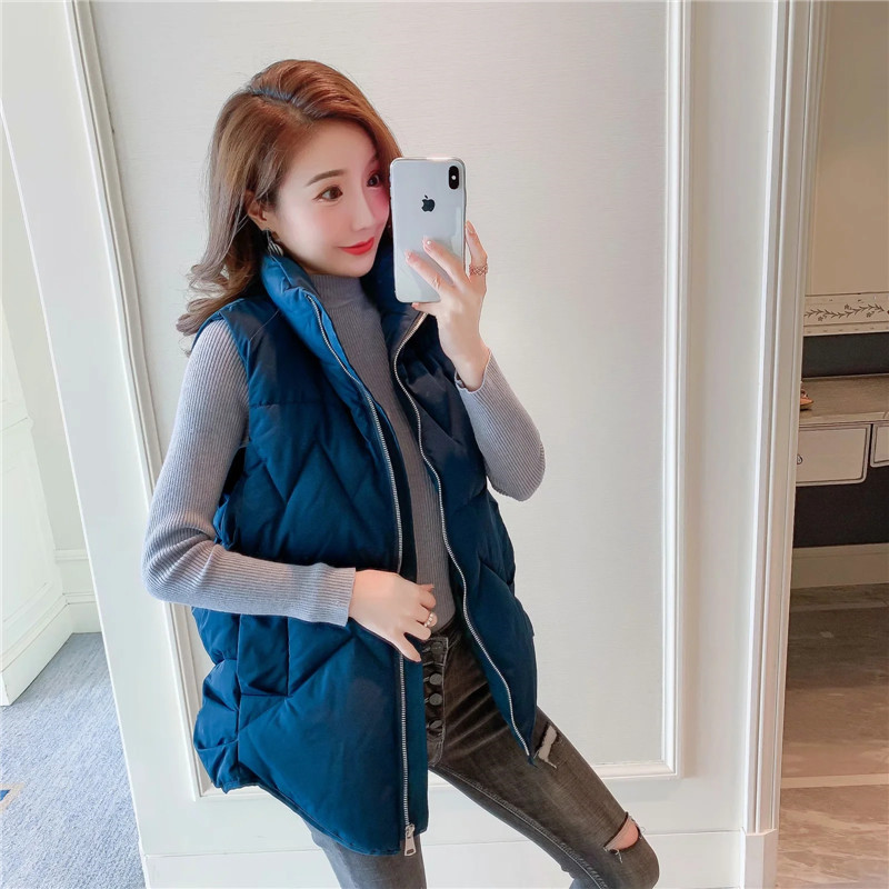 ベスト 立体キルティング中綿入りスタンドカラーベスト