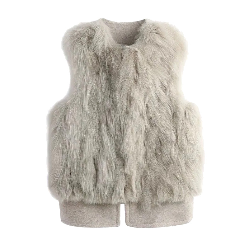 ベスト 上品な長毛ファーベスト