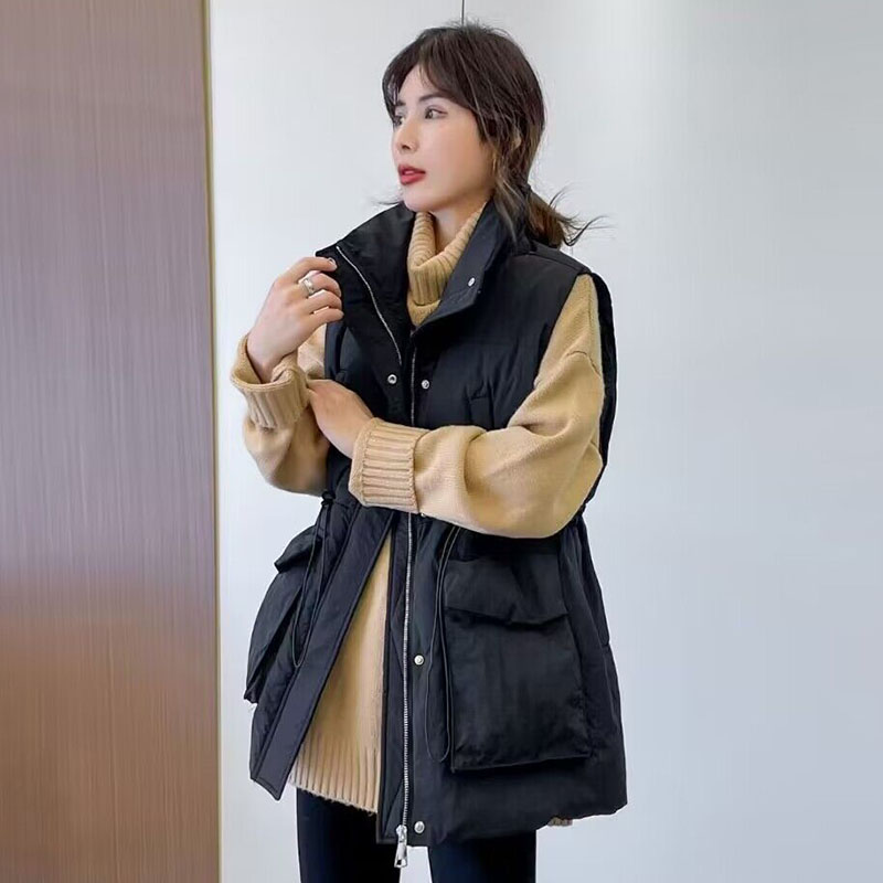 ベスト 暖かさ抜群多機能ポケット付きキルティングダウンベスト