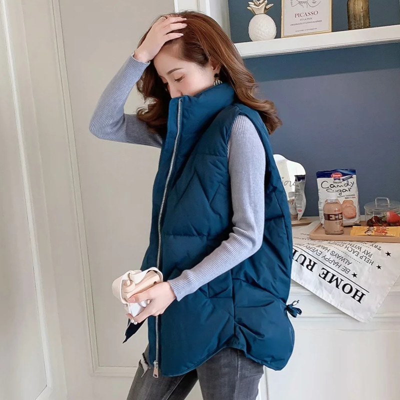 ベスト 立体キルティング中綿入りスタンドカラーベスト