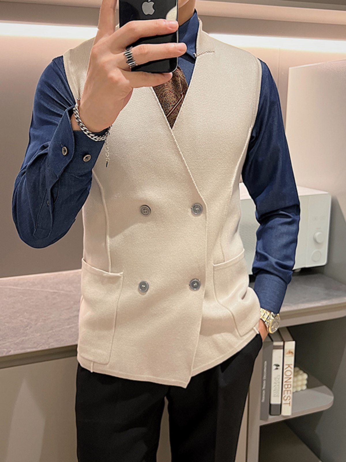 ベスト 上質ダブルポケット紳士ベスト