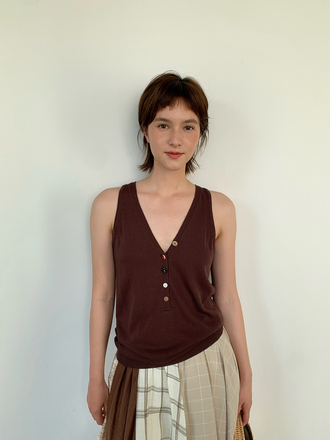 ベスト 優美な装いノースリーブニットベスト
