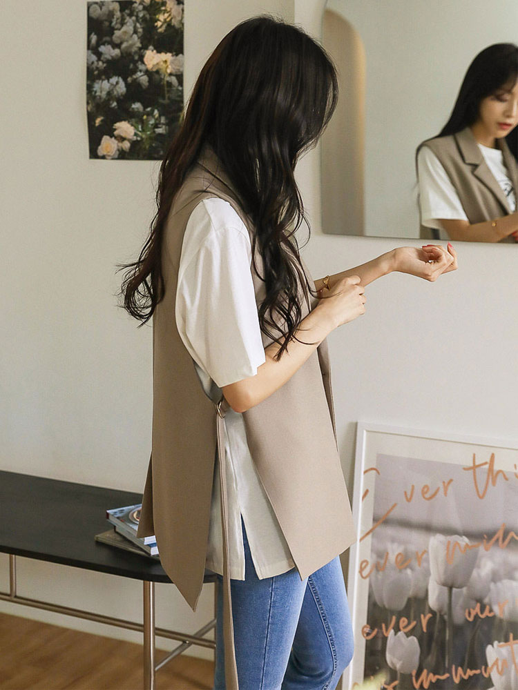 すっきりシルエット 上品ロングベスト